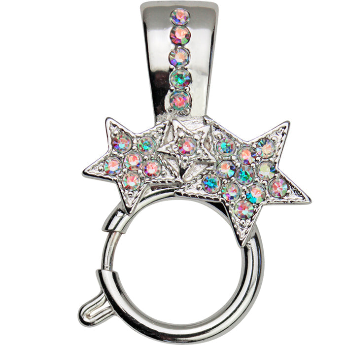 Starlight Foldover Sailor Clasp Pendant For Open Ring Charms (Sterling Silvertone)