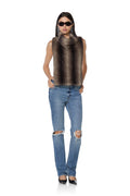 Sudi Fur Pullover - Dark Brown Stripe