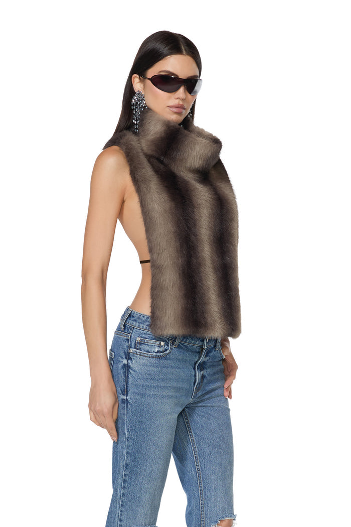 Sudi Fur Pullover - Dark Brown Stripe