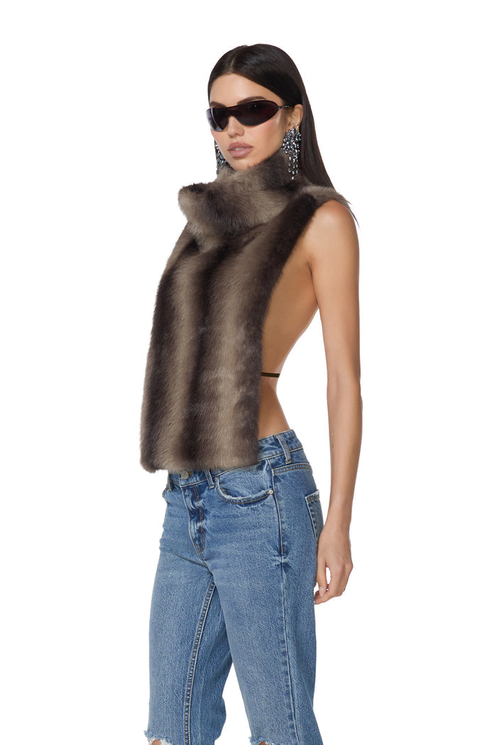 Sudi Fur Pullover - Dark Brown Stripe