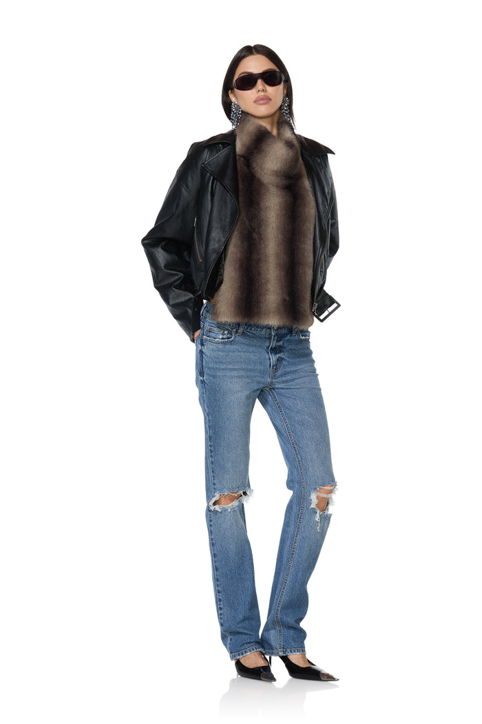 Sudi Fur Pullover - Dark Brown Stripe
