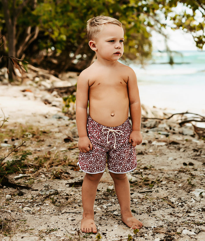 Swim Shorts in Terracotta Shell Print