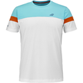 T-shirt Babolat Perf Crew Neck Blanc/Bleu - Esprit Padel Shop