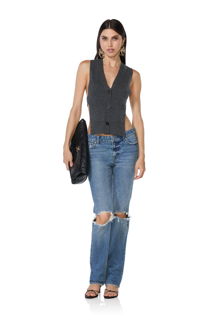 Tati Cashmere Vest - Heather Charcoal