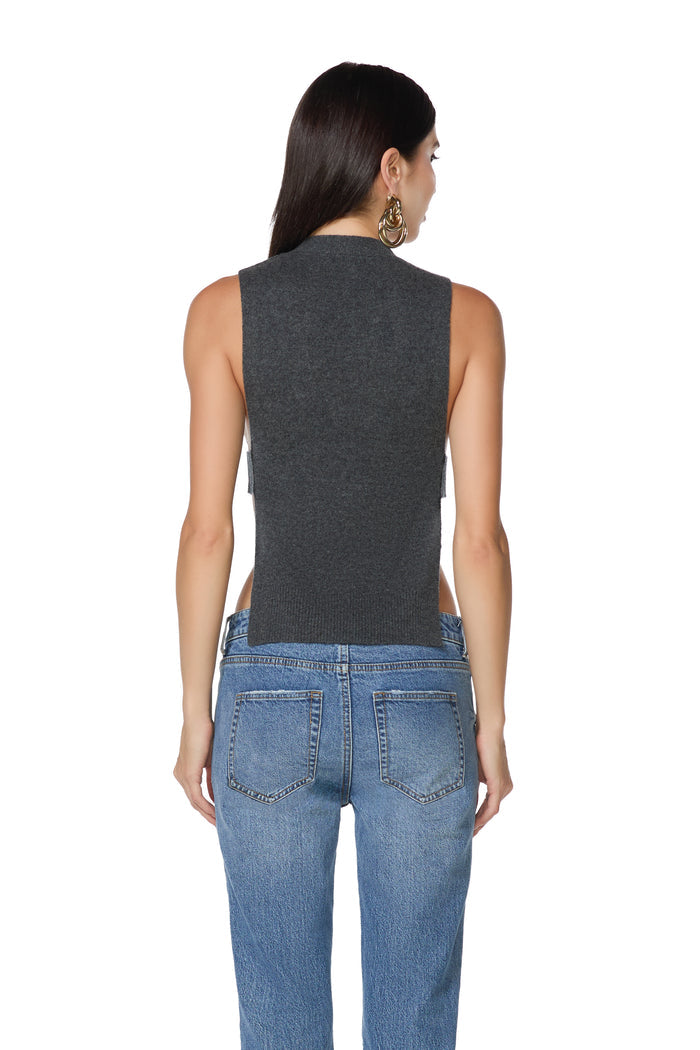 Tati Cashmere Vest - Heather Charcoal