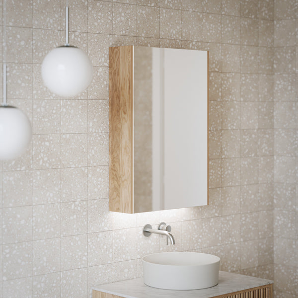 Telbix Bally ES 20cm Pendant Nickel with Ingrain Ash LED Shaving Cabinet  - The Blue Space