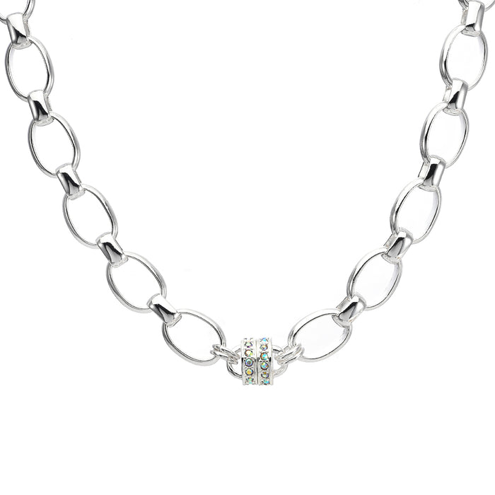 The Midas Touch Oval Link Magnetic Interchangeable Necklace (Sterling Silvertone)