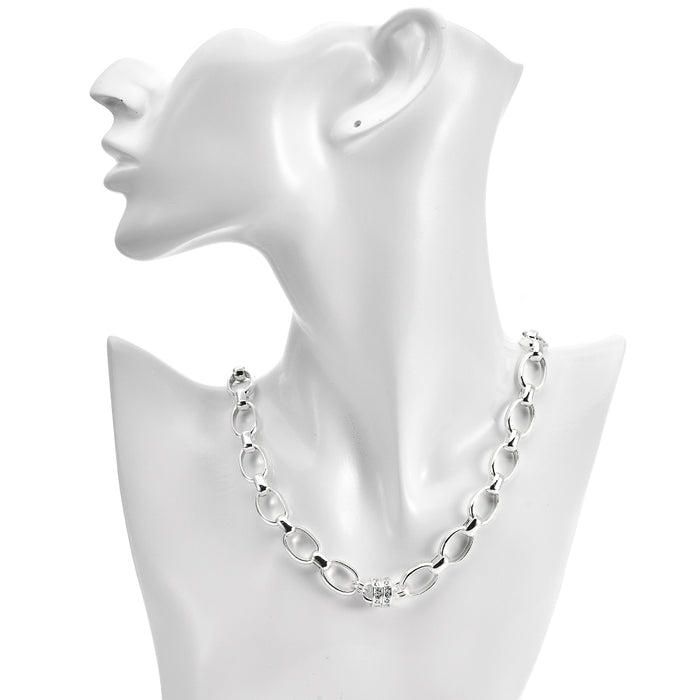 The Midas Touch Oval Link Magnetic Interchangeable Necklace (Sterling Silvertone)
