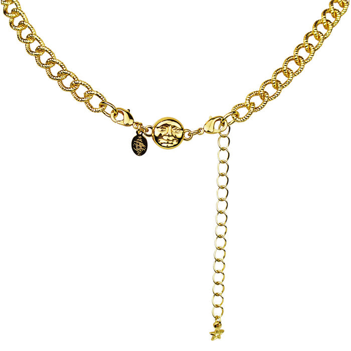 The Paris Chain Necklace With Seaview Moon Magnetic Closure (Goldtone)