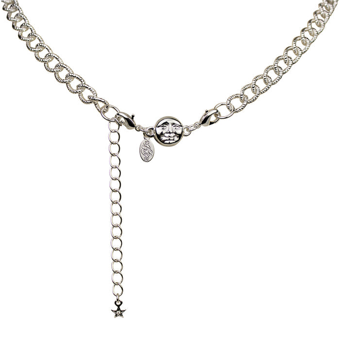 The Paris Chain Necklace With Seaview Moon Magnetic Closure (Sterling Silvertone)
