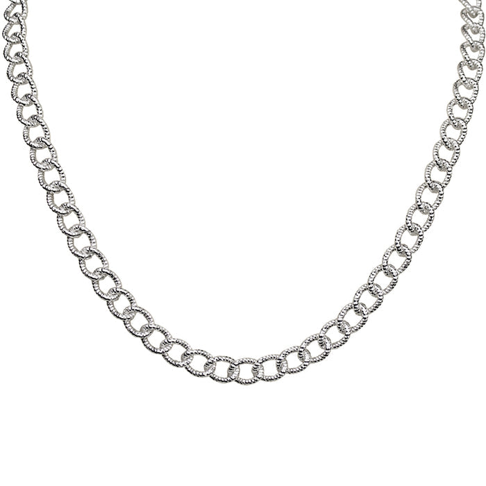 The Paris Chain Necklace With Seaview Moon Magnetic Closure (Sterling Silvertone)