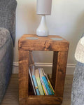 Handmade chunky rustic wooden lamp table