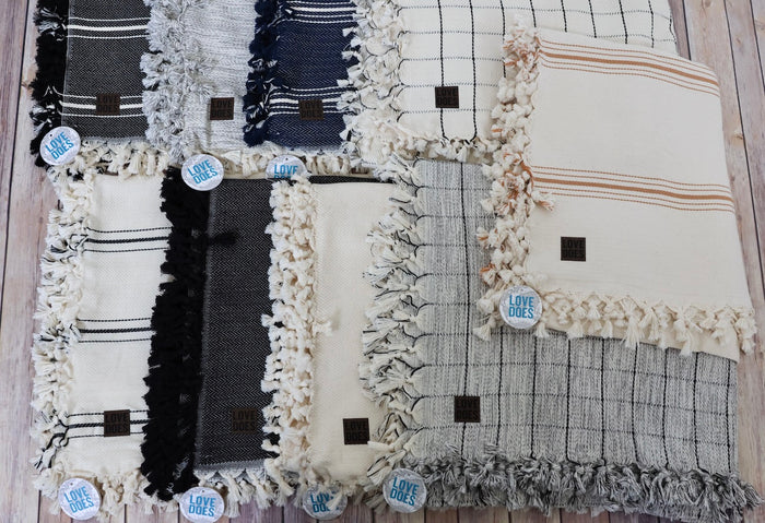 Throw Blanket with Leather Patch