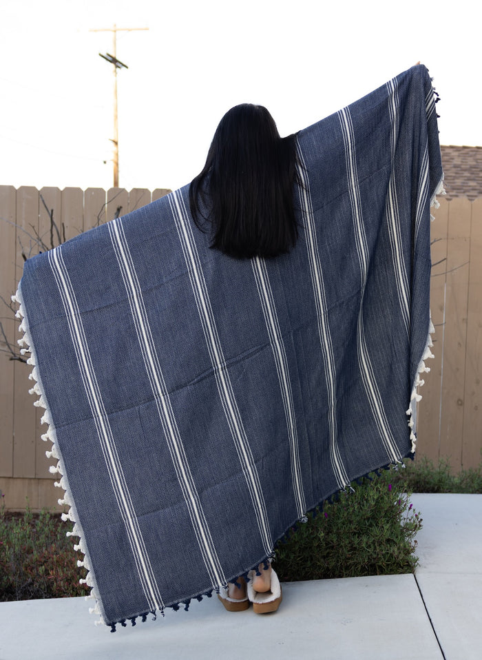 Throw Blanket with Leather Patch