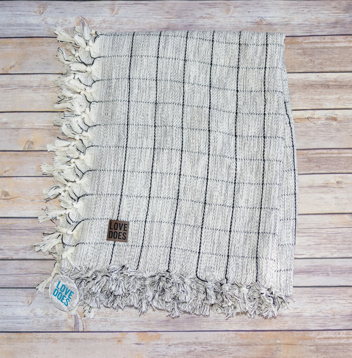 Throw Blanket with Leather Patch