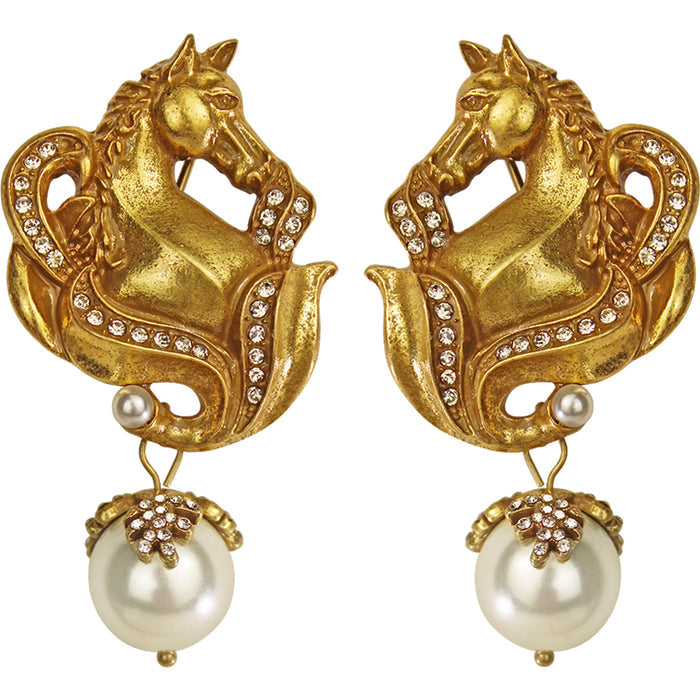 Triple Crown Pierced Earrings (Goldtone)