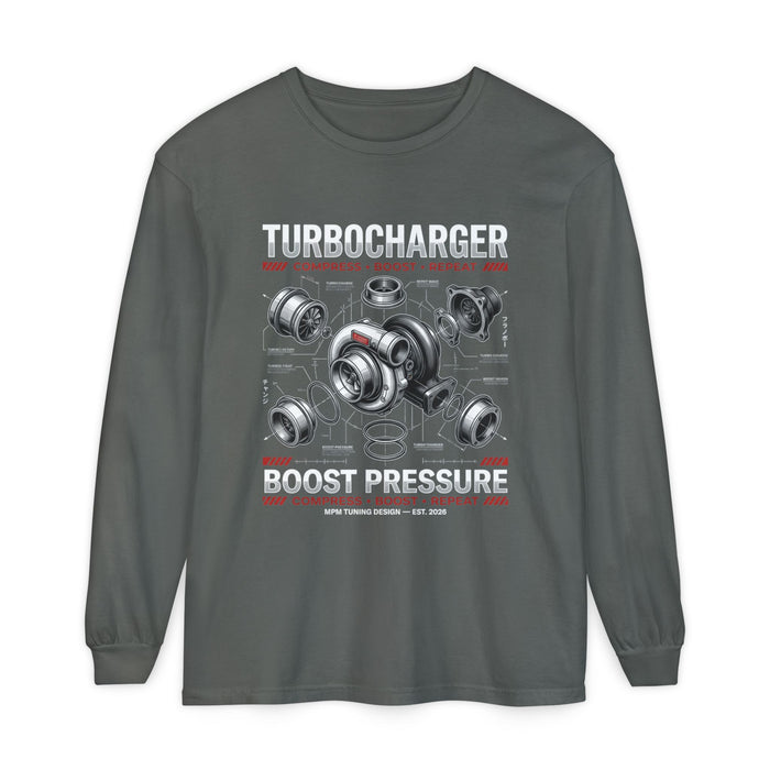 Turbocharger Boost Pressure Long Sleeve Tee — JDM Graphic | MPM Tuning Design