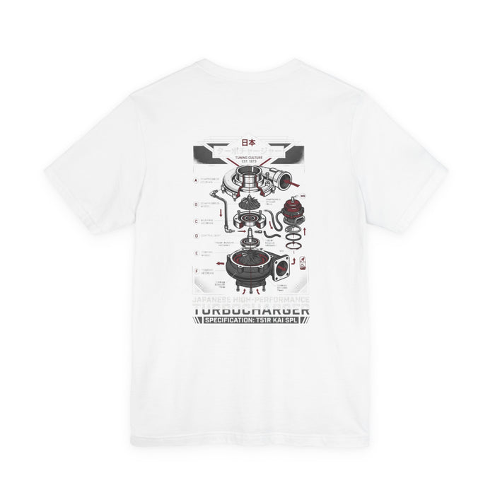 Turbocharger Diagram T-Shirt — Engine Blueprint Graphic Tee | MPM Tuning Design