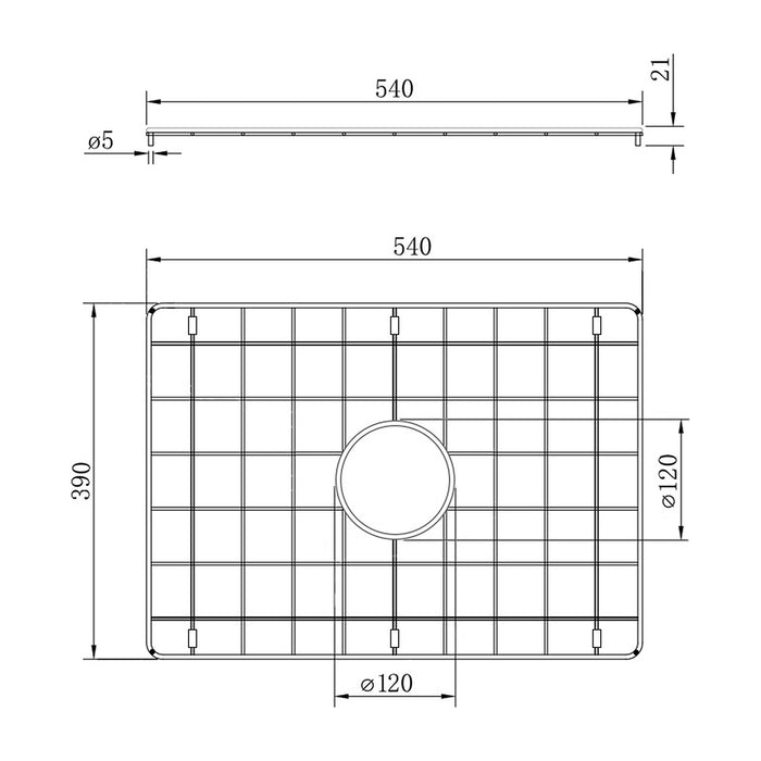 Technical Drawing Turner Hastings Novi 60x46 Protective Grid - Brushed Brass NO601SSG-BB - The Blue Space