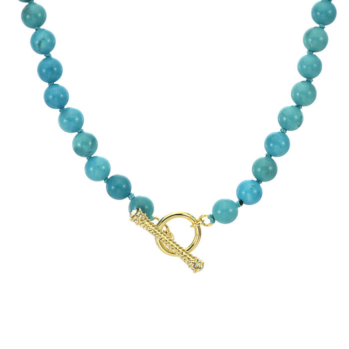 Turquoise Toggle Add A Charm Necklace (Goldtone)