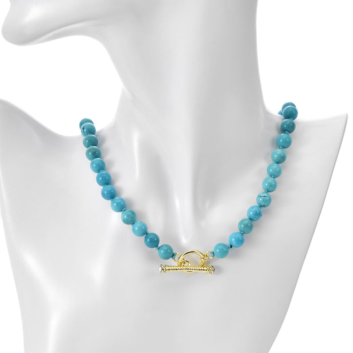 Turquoise Toggle Add A Charm Necklace (Goldtone)