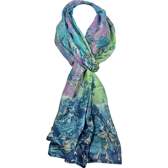 Twilight Sea Garden Floral Silk Scarf