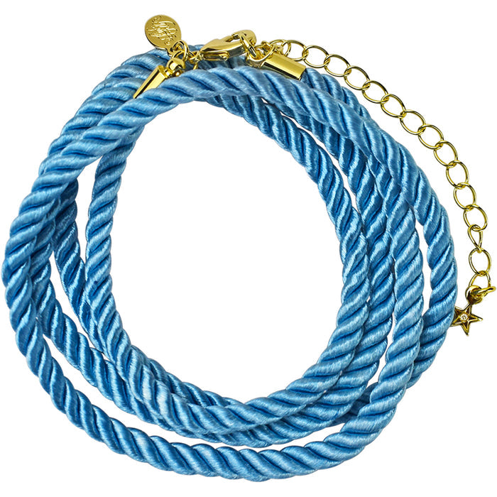 Twisted Sister 30" Cord Necklace (Goldtone/Sky Blue)