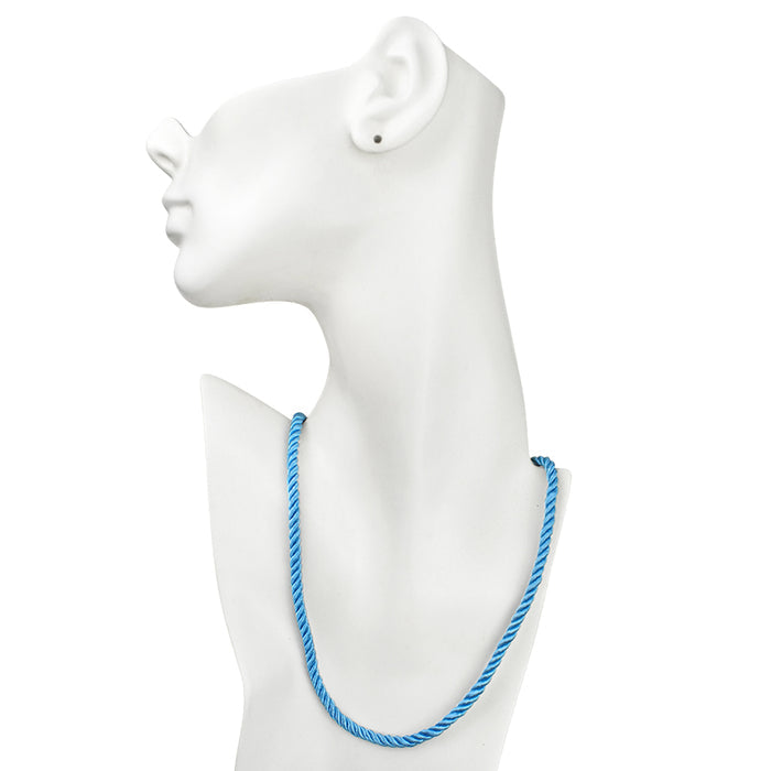 Twisted Sister 30" Cord Necklace (Sterling Silvertone/Sky Blue)
