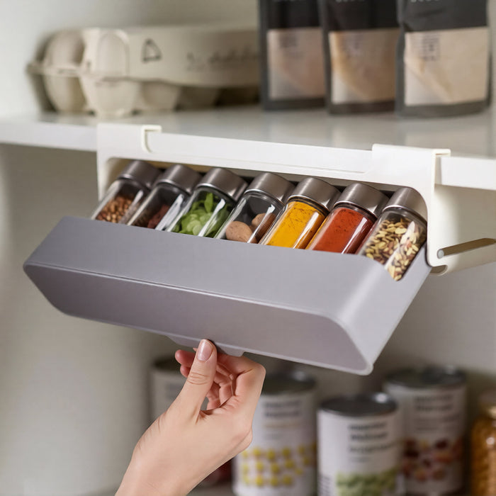 Under Shelf No-Drill Multi-Compartment Hanging Spice Rack