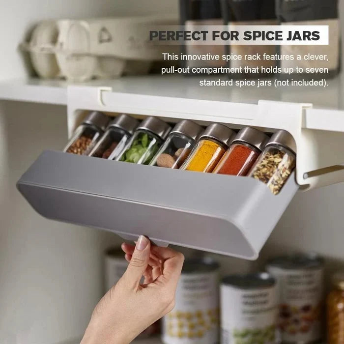 Under Shelf No-Drill Multi-Compartment Hanging Spice Rack