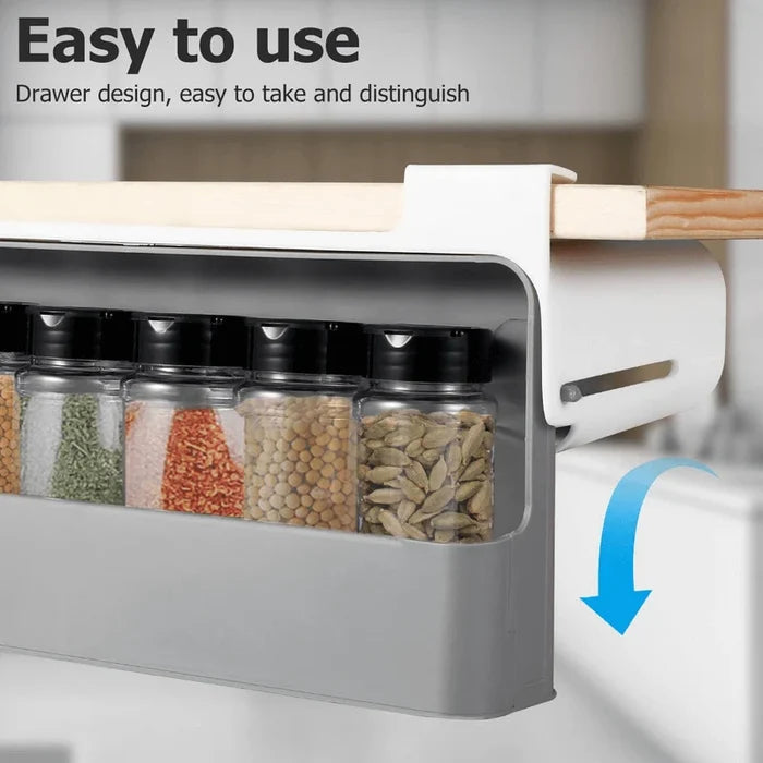 Under Shelf No-Drill Multi-Compartment Hanging Spice Rack