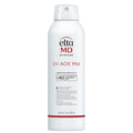 A bottle of EltaMD UV AOX Mist Broad-Spectrum SPF 40 sunscreen spray. The bottle is white with a red and grey label, and it is designed for easy spray application.