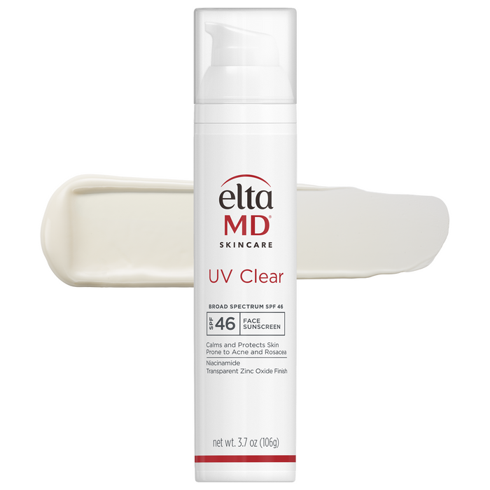 Eltma MD UV Clear sunscreen bottle on a white background