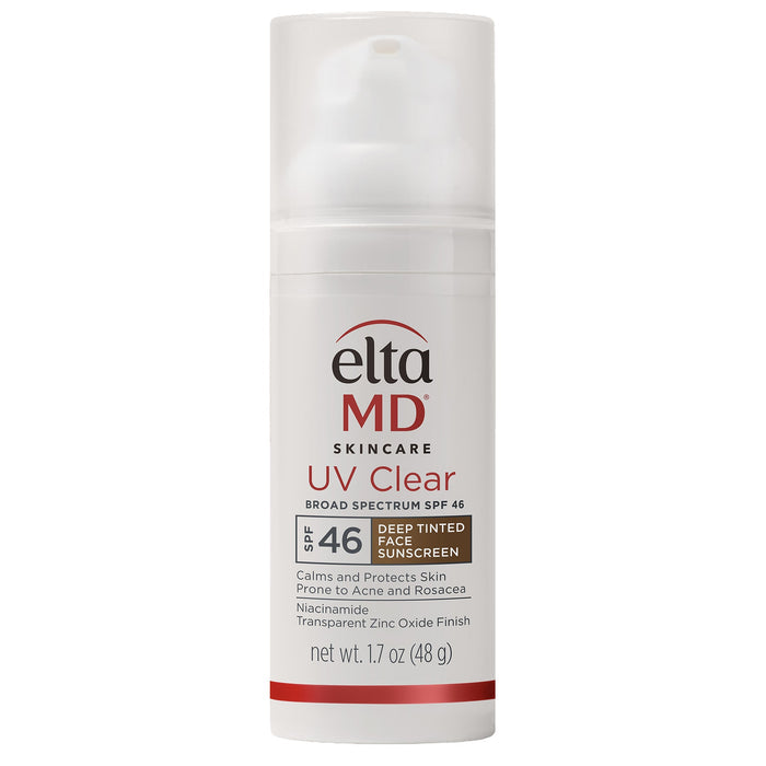 EltaMD UV Clear sunscreen bottle on a white background