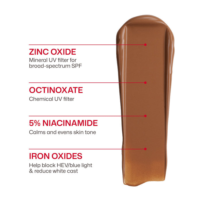 Cosmetic product with labeled ingredients on a white background