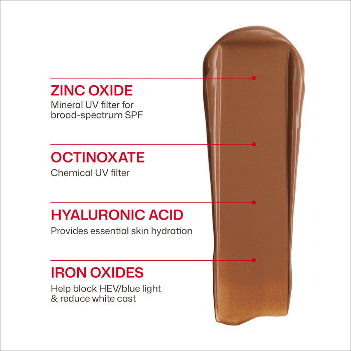 Cosmetic product with labeled ingredients on a white background