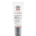 EltaMD UV Lip Balm in a tube with SPF 36 indication, broad-spectrum protection, and water-resistant feature.