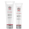 Two bottles of Elta MD UV Lotion on a white background