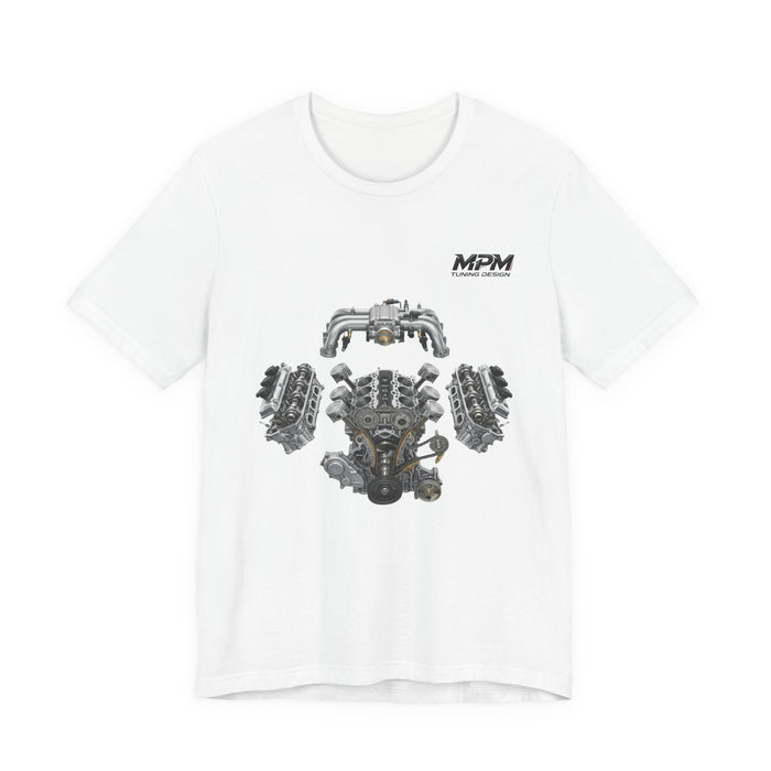V8 Engine Blueprint Tee — Mechanical Diagram T-Shirt | MPM Tuning Design