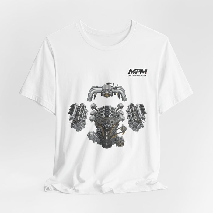 V8 Engine Blueprint Tee — Mechanical Diagram T-Shirt | MPM Tuning Design