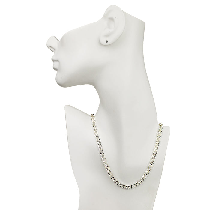 Venice Chain Necklace with Seaview Moon Magnetic Closure (Sterling Silvertone)