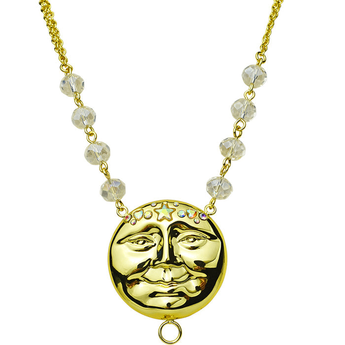 Venus Light & Love Metallic Seaview Moon Rear View Mirror Ornament/Necklace (Goldtone)