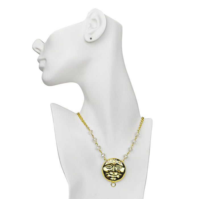 Venus Light & Love Metallic Seaview Moon Rear View Mirror Ornament/Necklace (Goldtone)