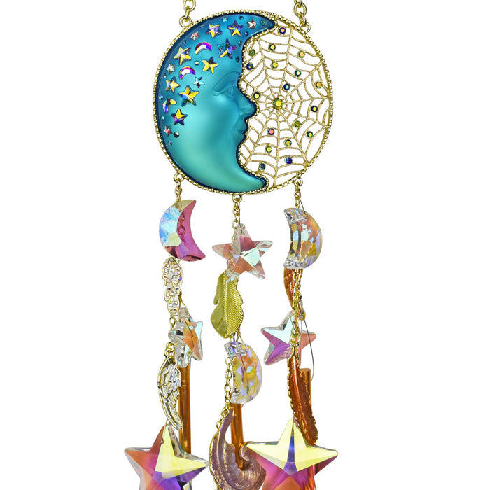 Venus Mystic Moon Shadow Dreamcatcher Wind Chime (Goldtone/Blue Sphinx)
