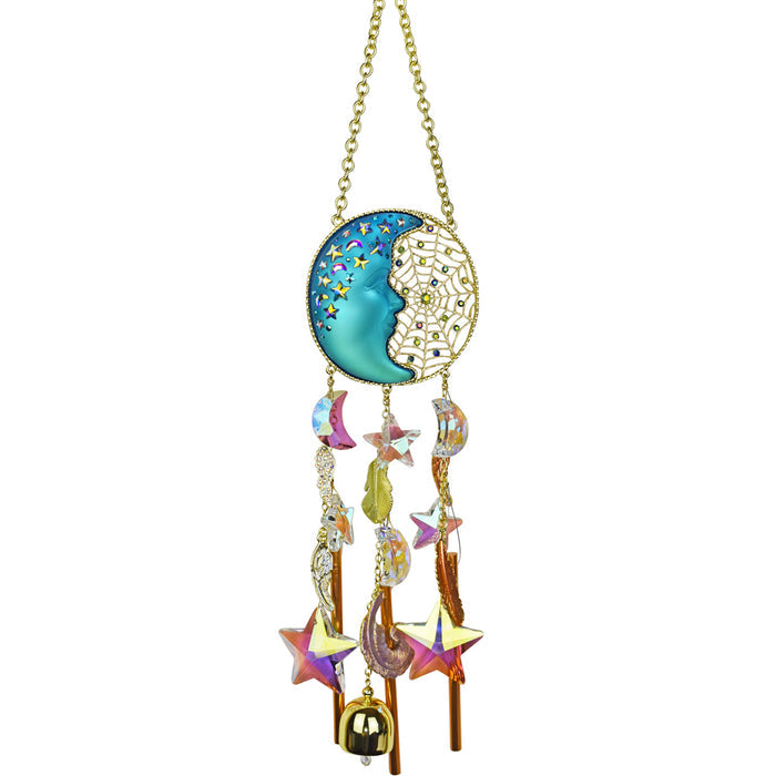 Venus Mystic Moon Shadow Dreamcatcher Wind Chime (Goldtone/Blue Sphinx)