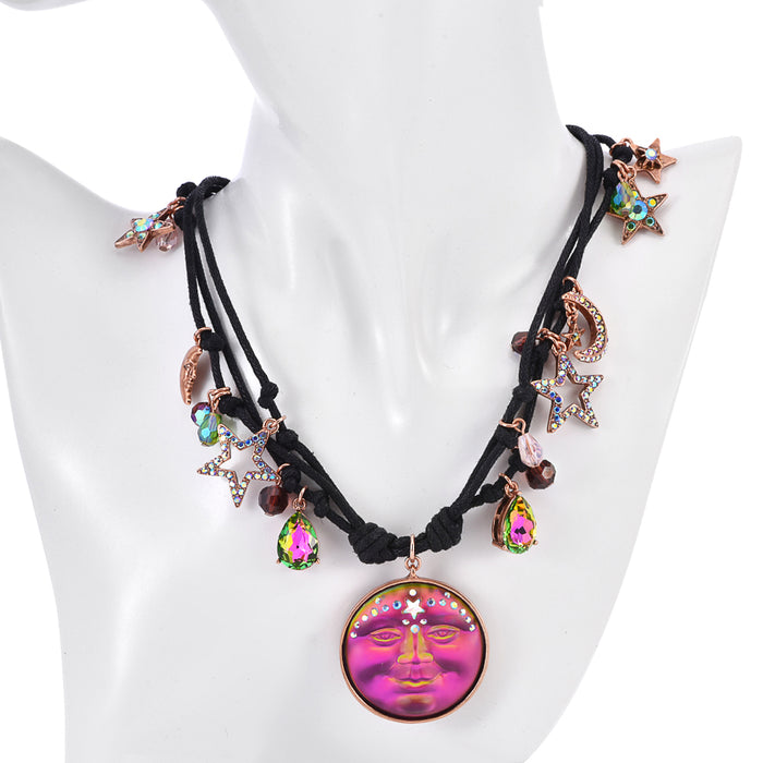 Venus Mystic Seaview Moon Crystal Cosmic Necklace (Copper Ox)