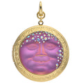 Victorian Goddess Seaview Moon 35mm Locket Open Ring Charm (Goldtone/Mystic Iridis)