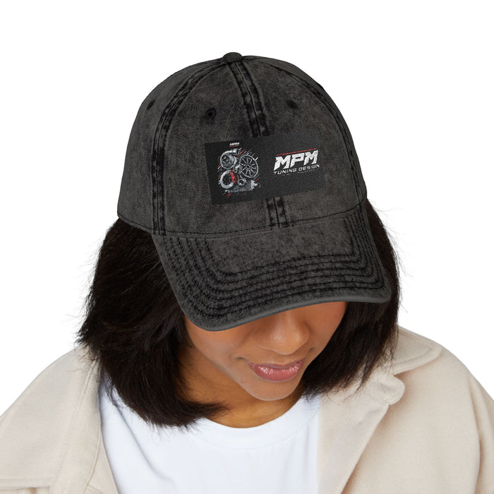 Vintage Embroidered Cap — Distressed Red Dad Hat with MPM Logo | MPM Tuning Design