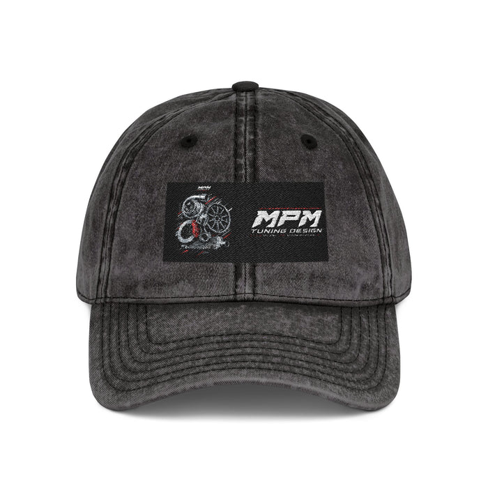 Vintage Embroidered Cap — Distressed Red Dad Hat with MPM Logo | MPM Tuning Design