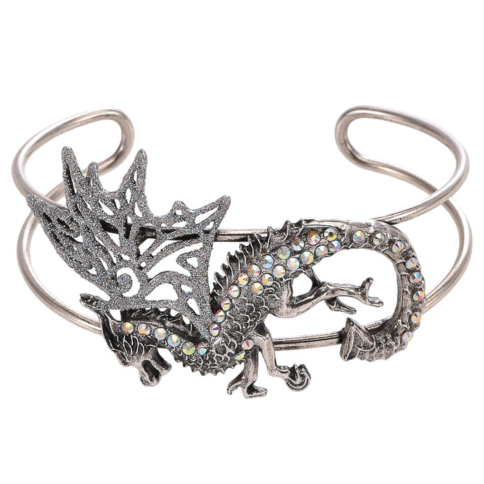Volcaris Dragon Protector Cuff Bracelet (Silver Ox)